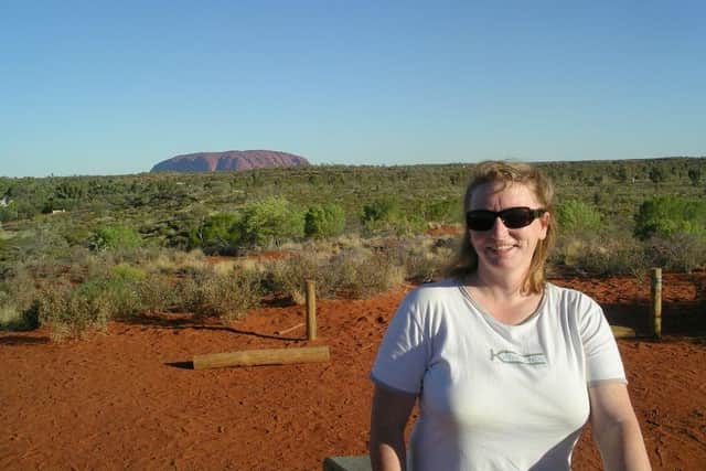 Amanda at Uluru in Australia's Northern Territory