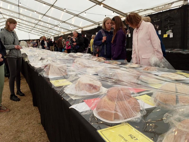 The cakes inside the home and garden marquee.