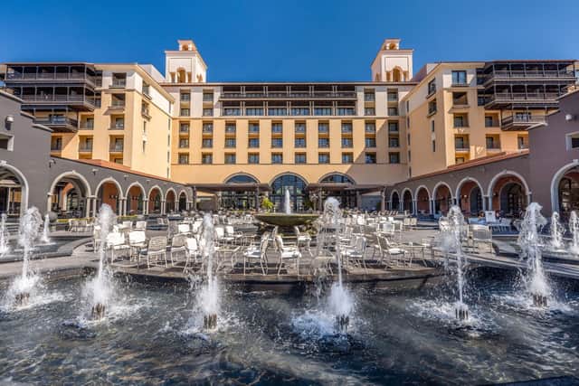 The impressive plaza of the Lopesan Costa Meloneras Resort Spa & Casino
