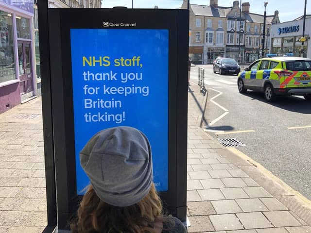 A sign in a bus shelter shows support for the NHS in Penarth, Wales (Photo: Stu Forster/Getty Images)