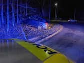 Watch the moment drink driver is arrested after crashing into tree 
