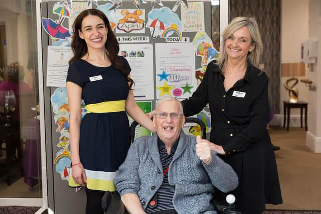 Home manager Ioana Almasan, resident David Folkes and admissions advisor Andrea Bullen