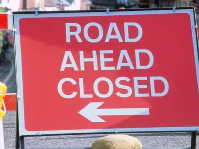 Road closure sign stock image. Photo: Archive