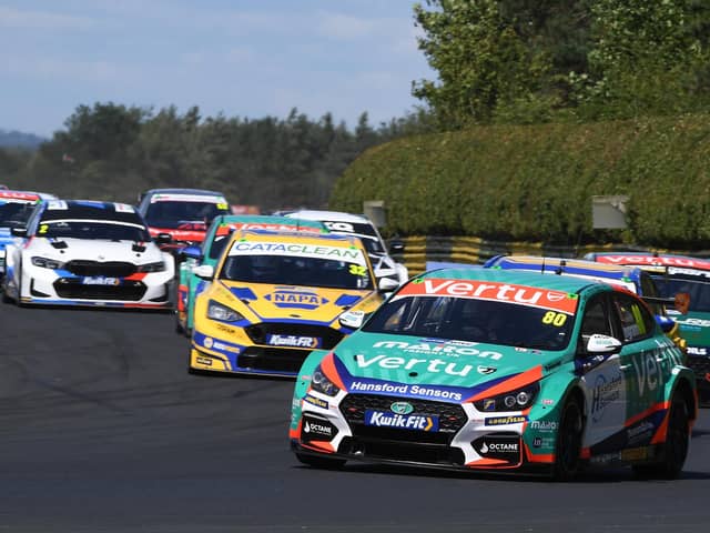 Tom Ingram leads the British Touring Car Championship pack at Croft (Photo courtesy of JEP)