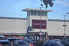 The sign has gone up for Matalan's new store in the Aylesbury Shopping Park