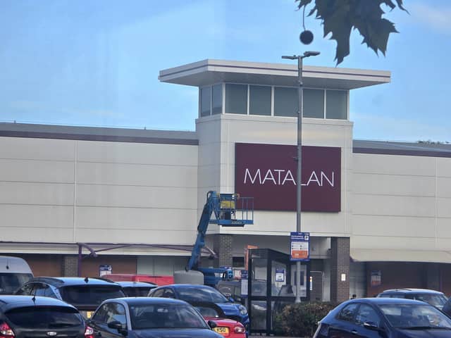 The sign has gone up for Matalan's new store in the Aylesbury Shopping Park