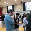 Students receiving their results 