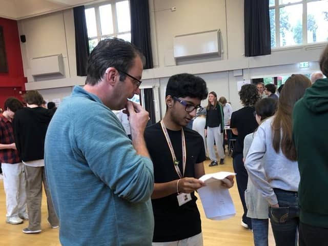 Students receiving their results 