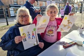 Molly Howkins and Nanna Jo show off their artwork