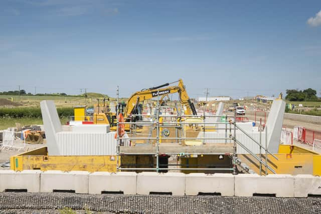 The first piers have been moved to the site near Aylesbury