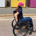 Sharon Mynard's final push in Bournemouth, photo from Brain Tumour Research