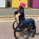 Sharon Mynard's final push in Bournemouth, photo from Brain Tumour Research