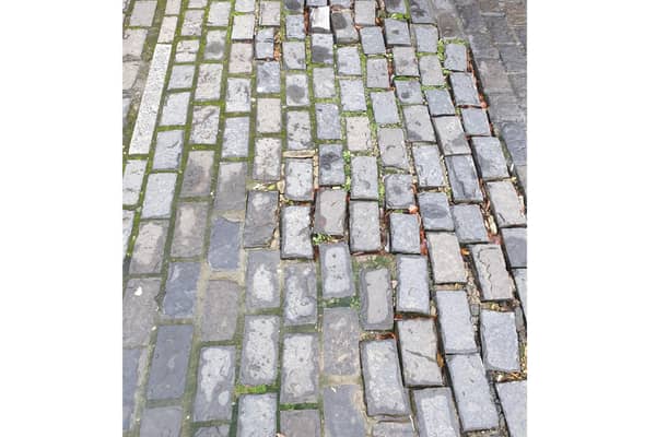 Raised paving slabs in Buckingham town centre