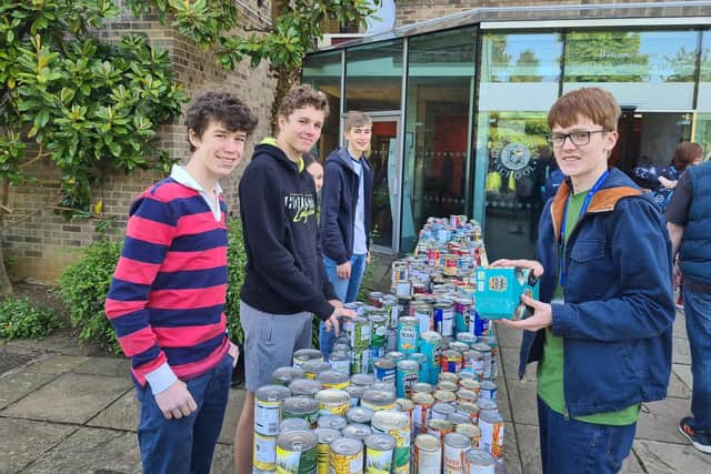 RLS sixth form students volunteered to collect. sort and deliver items for the Buckingham Food Bank