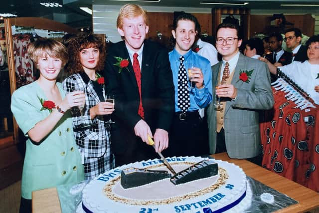 The management team, from left: office manager Hayley Allen (nee Southgate), childrenswear manager Jacqui Venters, store manager Tony Pearson, visual manager Dean, deputy store manager Andy Moss