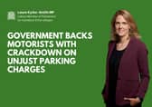 Picture of Laura Kyrke-Smith MP with caption "Government backs motorists with crackdown on unjust parking charges"