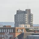View from the roof of Fairfax House, with thanks to the Vale of Aylesbury Housing Trust. Looking across to the Bucks County Council (BCC) tower PNL-140314-172523001
