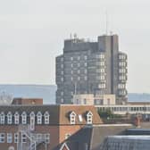 View from the roof of Fairfax House, with thanks to the Vale of Aylesbury Housing Trust. Looking across to the Bucks County Council (BCC) tower PNL-140314-172523001