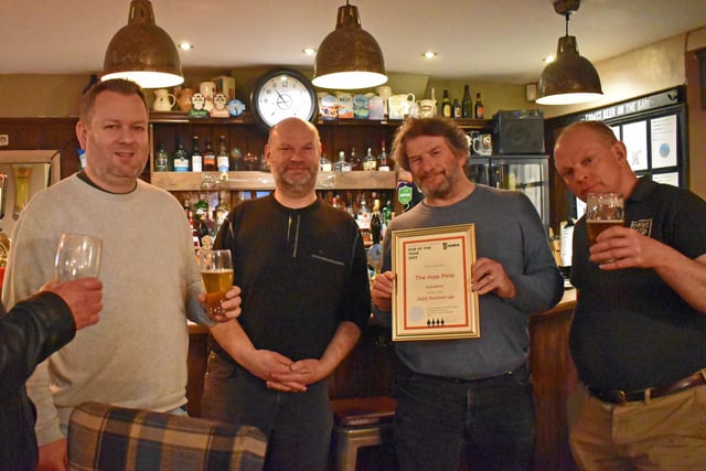 The Hop Pole on Bicester Road is an award-winning pub, known for its selection of quality beers and live music nights. Here is Ian Matthews (Hop Pole licensee) with certificate a certificate that was provided by the Campaign for Real Ale Group recognising the bar as one of the best in the region.