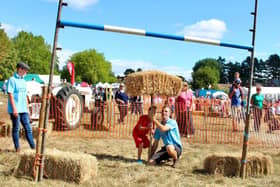 Haybale tossing with the Young Farmers at the Winslow Show