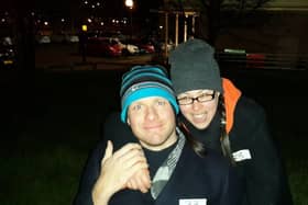 Scott in Central Milton Keynes during April sleep-out fundraiser for homelessness