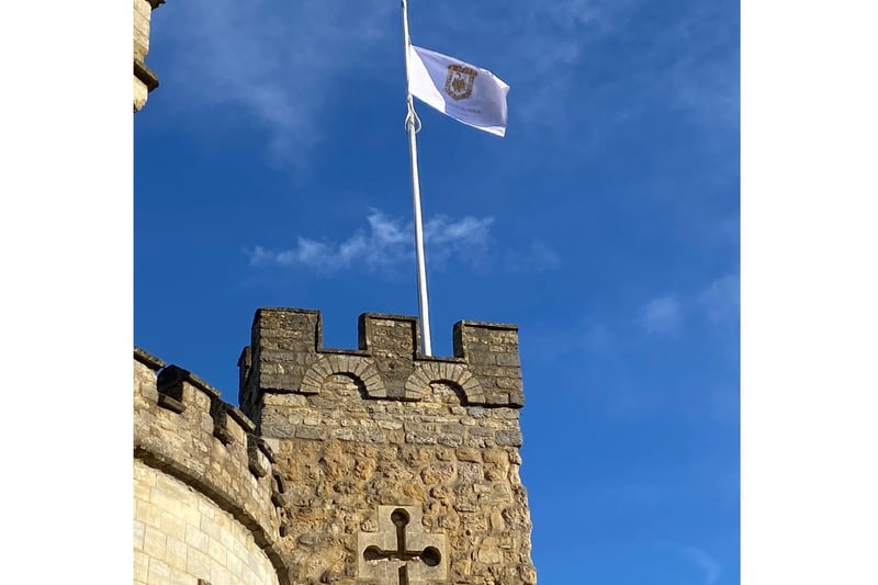 The RLS anniversary flag flying at The Old Gaol last week