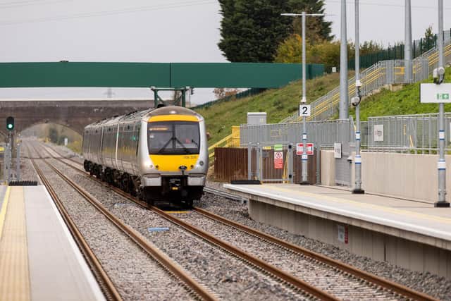 The first train arrives at Winslow Station