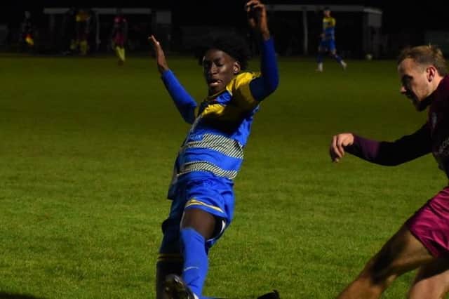 Bakary Daffeh netted twice in Saturday's win. Photo: AVDFC.