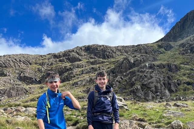 Digby and Max ahead of their climb up Scafell Pike