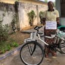 Sister Francine with her new bike