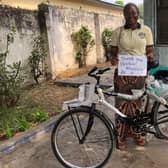 Sister Francine with her new bike