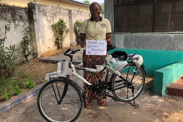 Sister Francine with her new bike