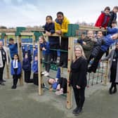 Pupils at Buckingham Primary School enjoying their new playground