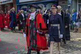 Mayor of Aylesbury, Councillor Anders Christensen, and  Lord-Lieutenant of Buckinghamshire, Countess Howe, Photo by Steve Cook