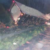 The vehicle collided with a safety barrier