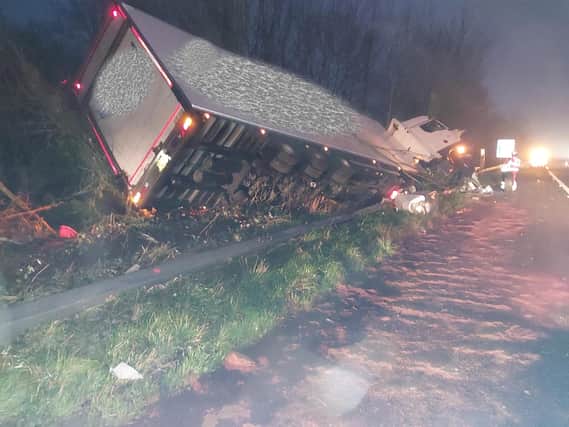 The vehicle collided with a safety barrier