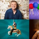 Clockwise from top left, Aled Jones, FRIENDS! The Musical Parody, Giovanni Pernice and Nick Mohammed