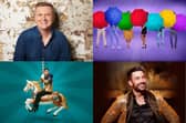 Clockwise from top left, Aled Jones, FRIENDS! The Musical Parody, Giovanni Pernice and Nick Mohammed