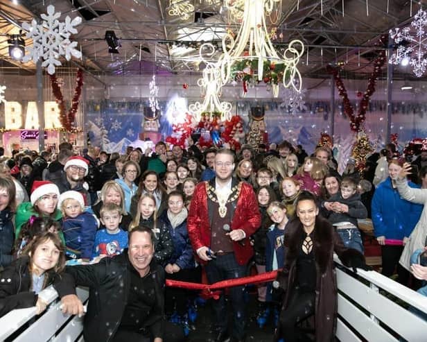 David Seaman opening the ice rink last year, photo from Rebecca Fennell photography