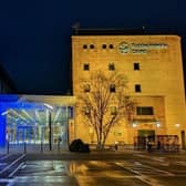 Bucks Council lit up in blue and yellow in support of Ukraine