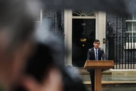 LONDON, ENGLAND - MAY 22: UK prime minister Rishi Sunak announces the date for the UK General Election in Downing Street on May 22, 2024 in London, England. After much speculation across the UK media today, Sunak announces the UK General Election will be held on July 4th.  (Photo by Carl Court/Getty Images)