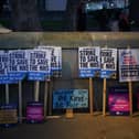 Placards from a strike earlier this month, photo from Yui Mok PA Images