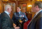 Greg Smith MP with the Rt. Hon. Sir Lindsay Hoyle MP - Speaker of the House of Commons and Warrant Officer Emma Kerslake of RAF High Wycombe