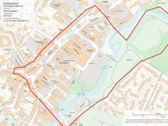 A dispersal order will be in force within the highlighted area during this weekend's Buckingham Charter Fair