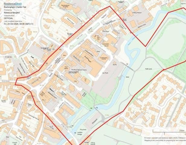A dispersal order will be in force within the highlighted area during this weekend's Buckingham Charter Fair