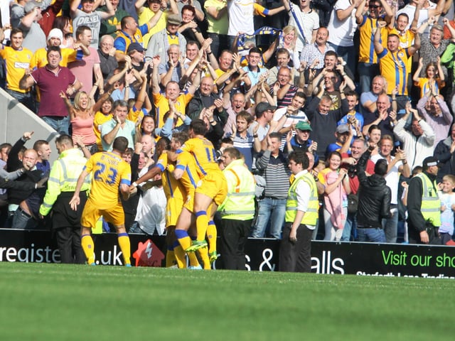 Calvin Andrew's goal celebrations will live long in the memory of Mansfield's fans. After beating Tommy Lee with his header he then legged it the full length of the pitch to celebrate with the travelling fans.