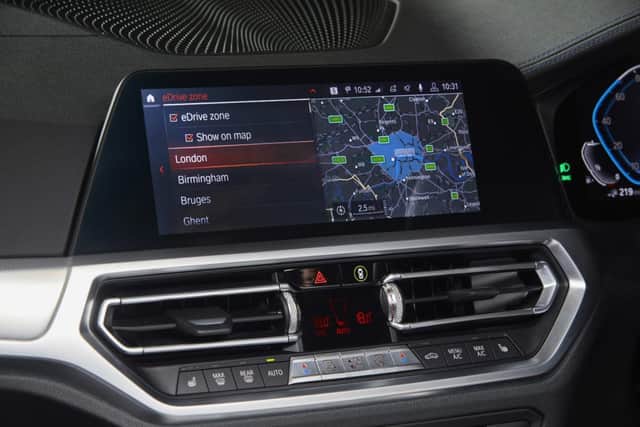 The system shows the LEZ area on the sat nav and can automatically adjust the car's drive mode accordingly (Photo: BMW)
