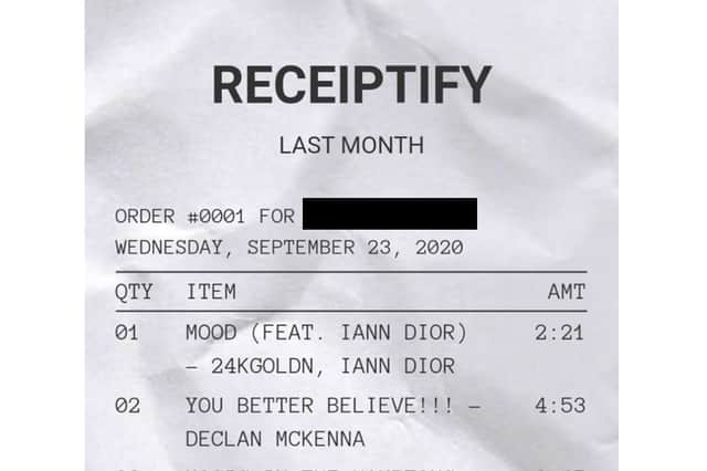 People have been sharing their "receipts" on social media (Photo: Receiptify)