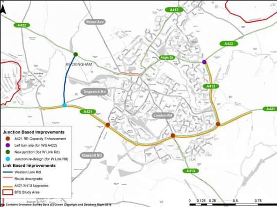 Map showing future road improvements in Buckingham