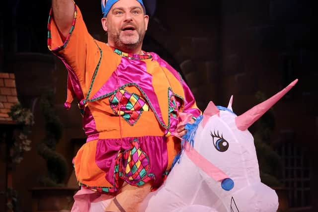 Muddles (Andy Collins) makes his entrance on My Little Pony